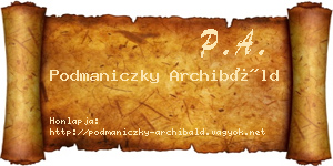 Podmaniczky Archibáld névjegykártya
