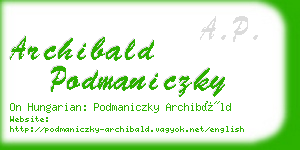 archibald podmaniczky business card
